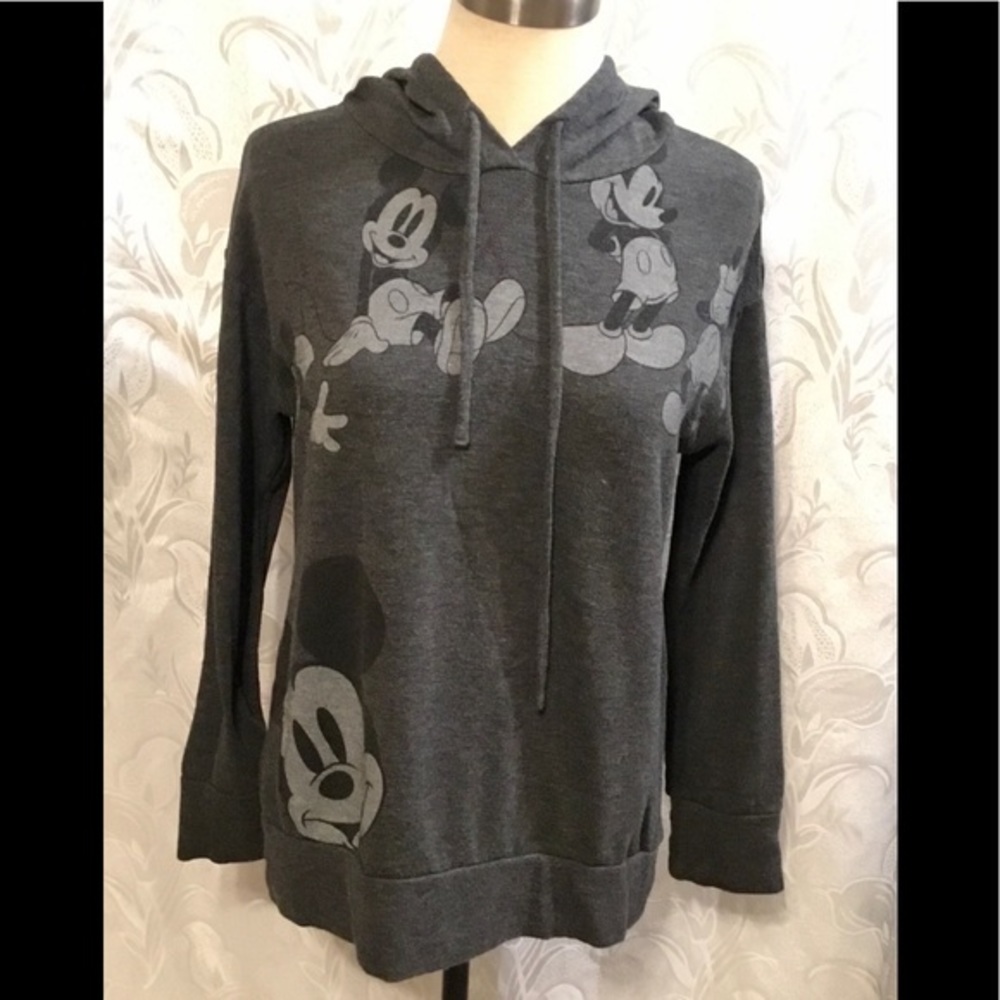 Disney Gray Black Lightweight Mickey Mouse Hoodie